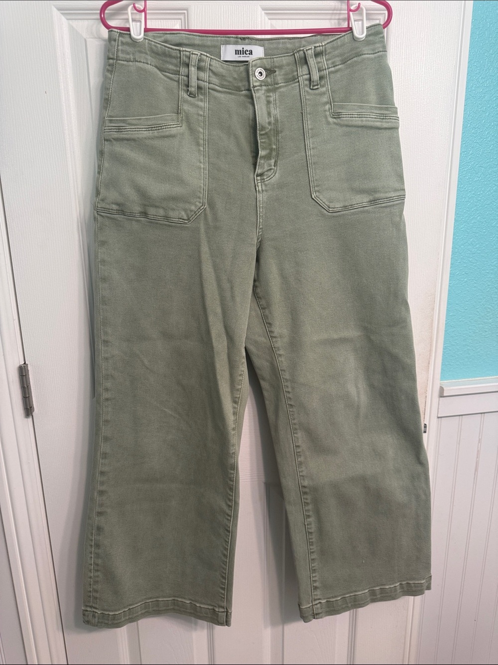 Mica High-Rise Wide-Leg Jeans in Sage